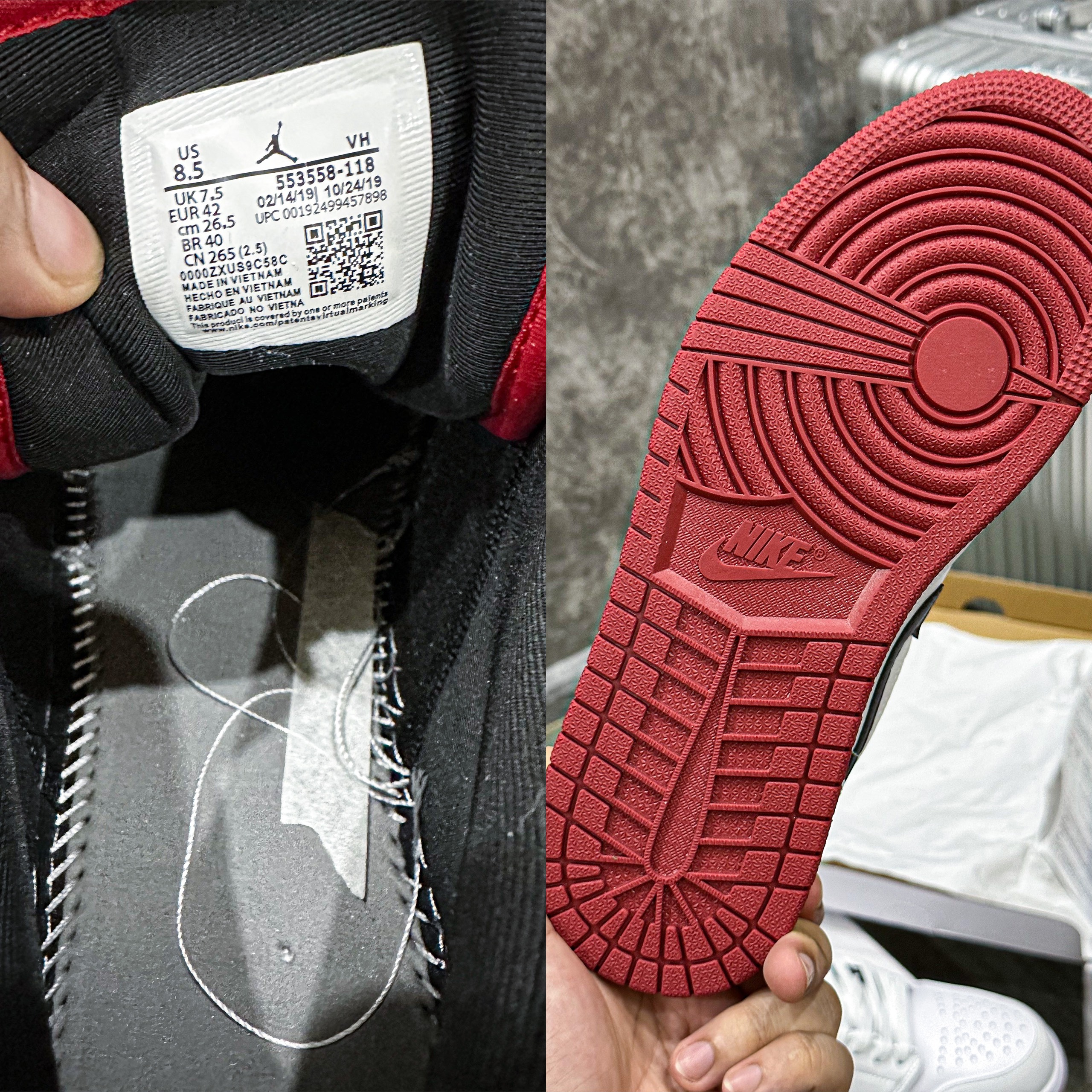 Giày Nike Air Jordan 1 'White University Red Black' - Like Auth Nike Air Jordan 1 White University Red Black _yoyo1sneaker