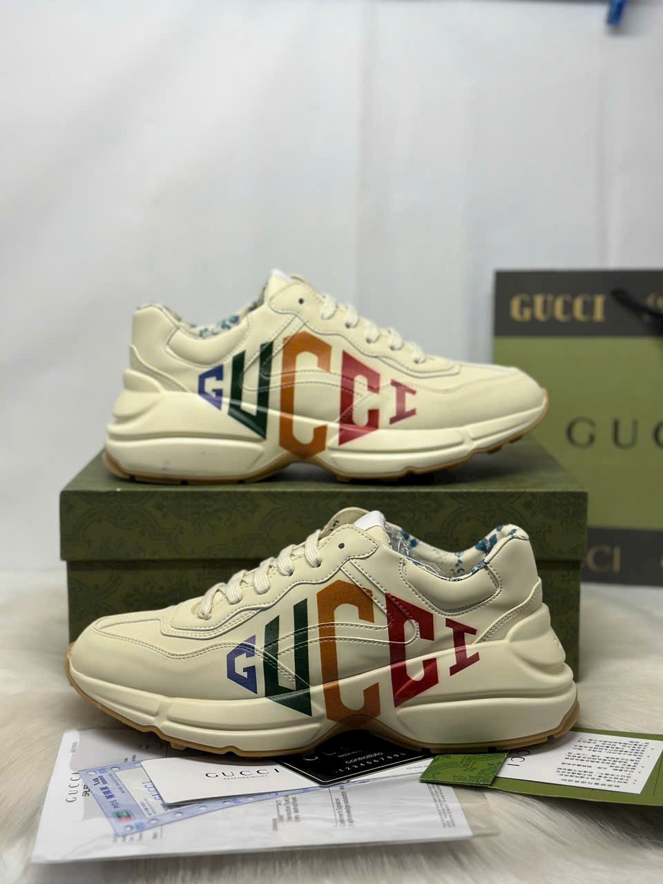 Áo Thun Gucci Basic Fake Logo Washed (Check Code) White The Player Zone