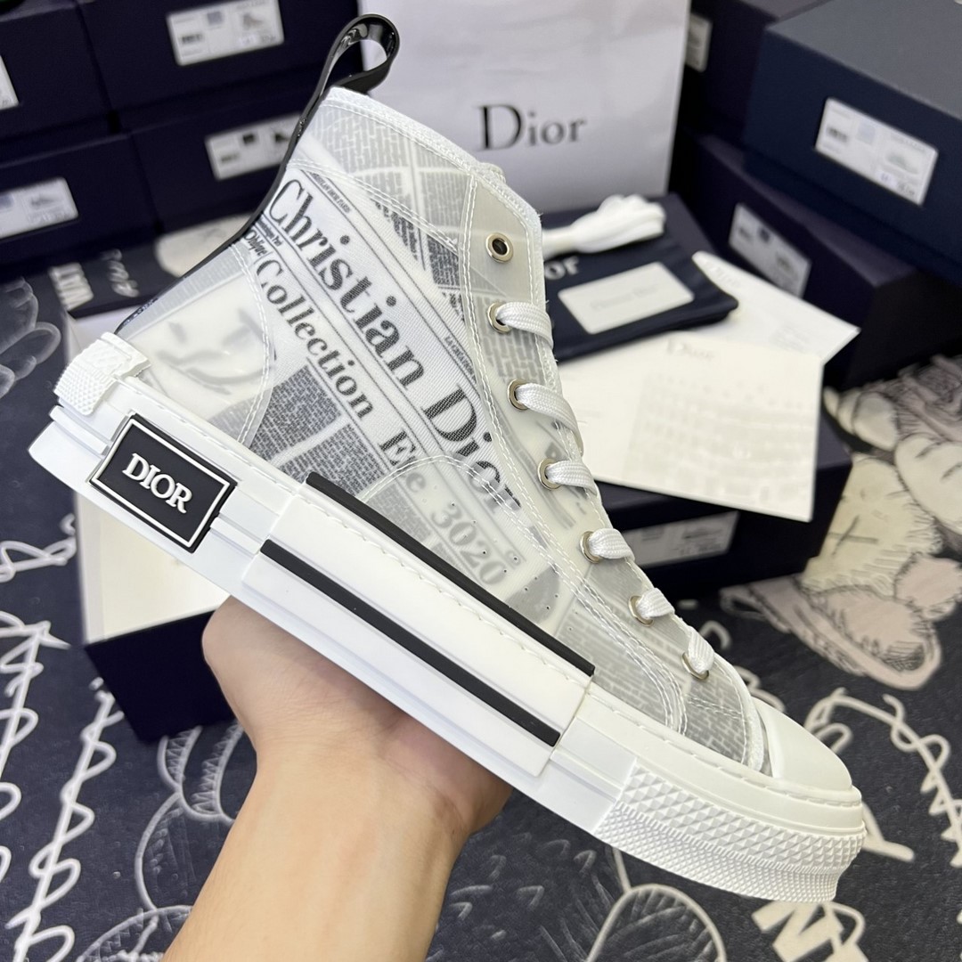 Sneaker alta B23 Tela Dior Oblique bianca e nera  DIOR