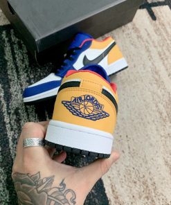 giay nike air jordan low blue yellow sieu cap55