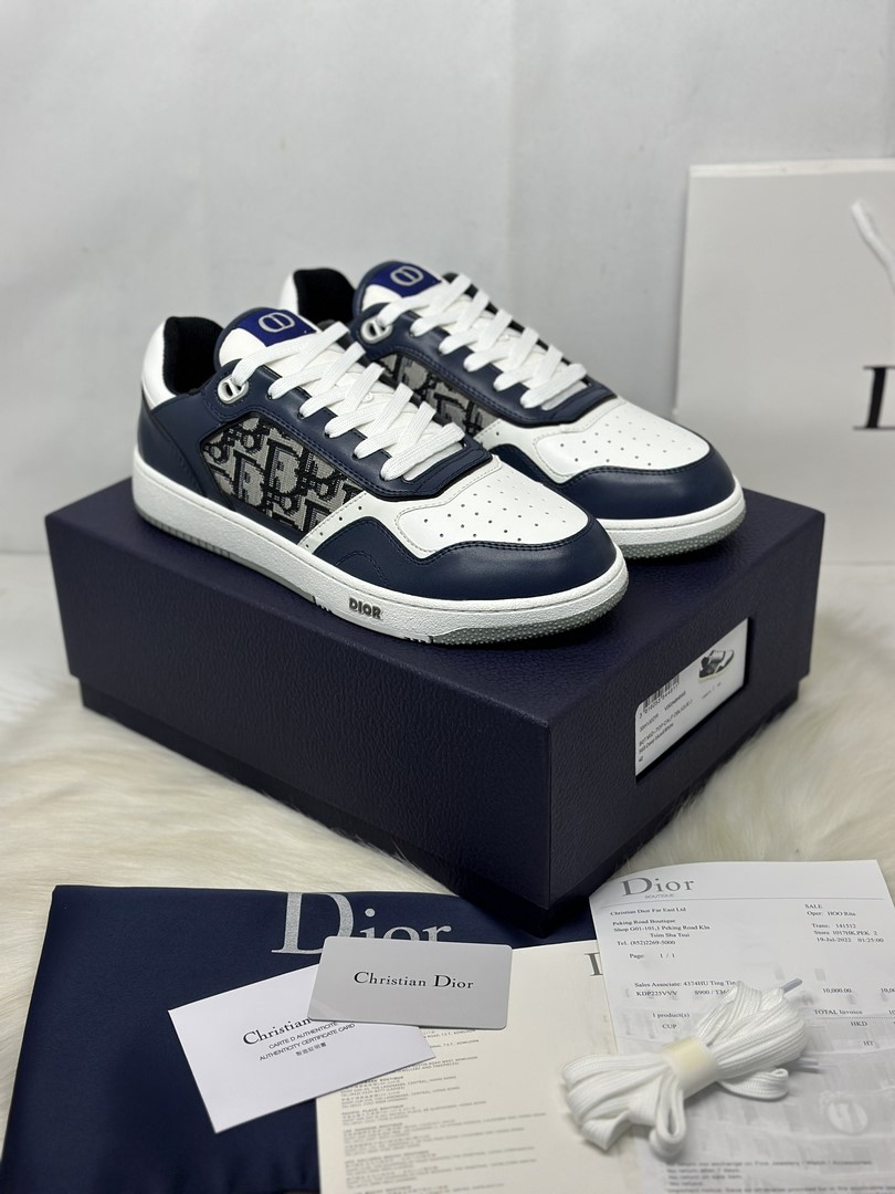 Giày Sneaker Dior WalknDior Sneaker Deep Blue Dior Oblique Embroidered  Cotton KCK211OBES56B Màu Be