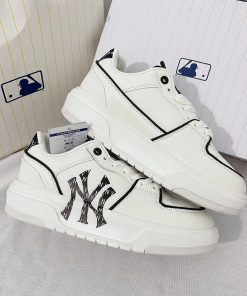 giay sneaker mlb chunky liner monogram ny white black like auth 2
