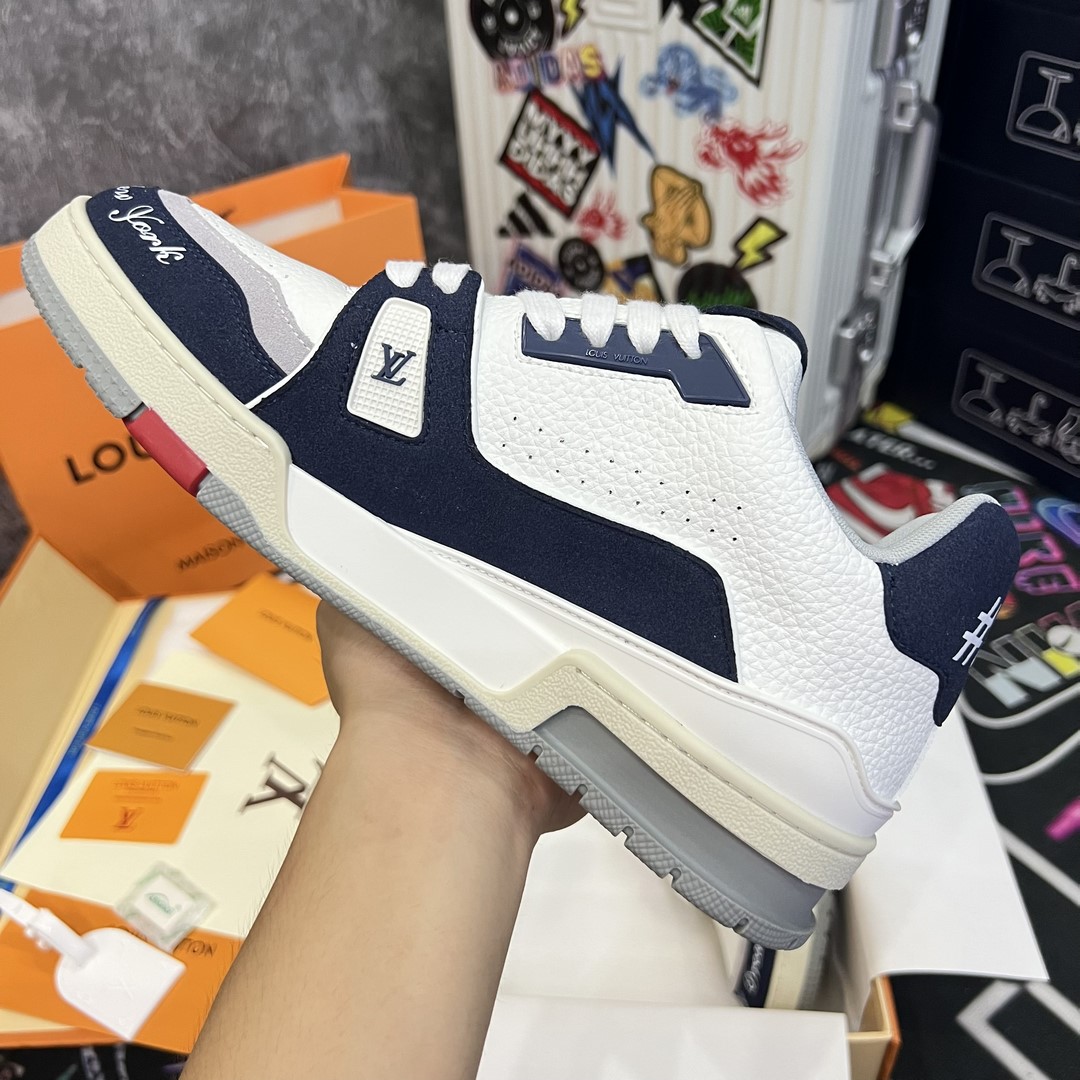 Giày Louis Vuition LV Trainer #54 ‘White Navy’ - Best Quality Giày Louis Vuition LV Trainer #54 ‘White Navy’