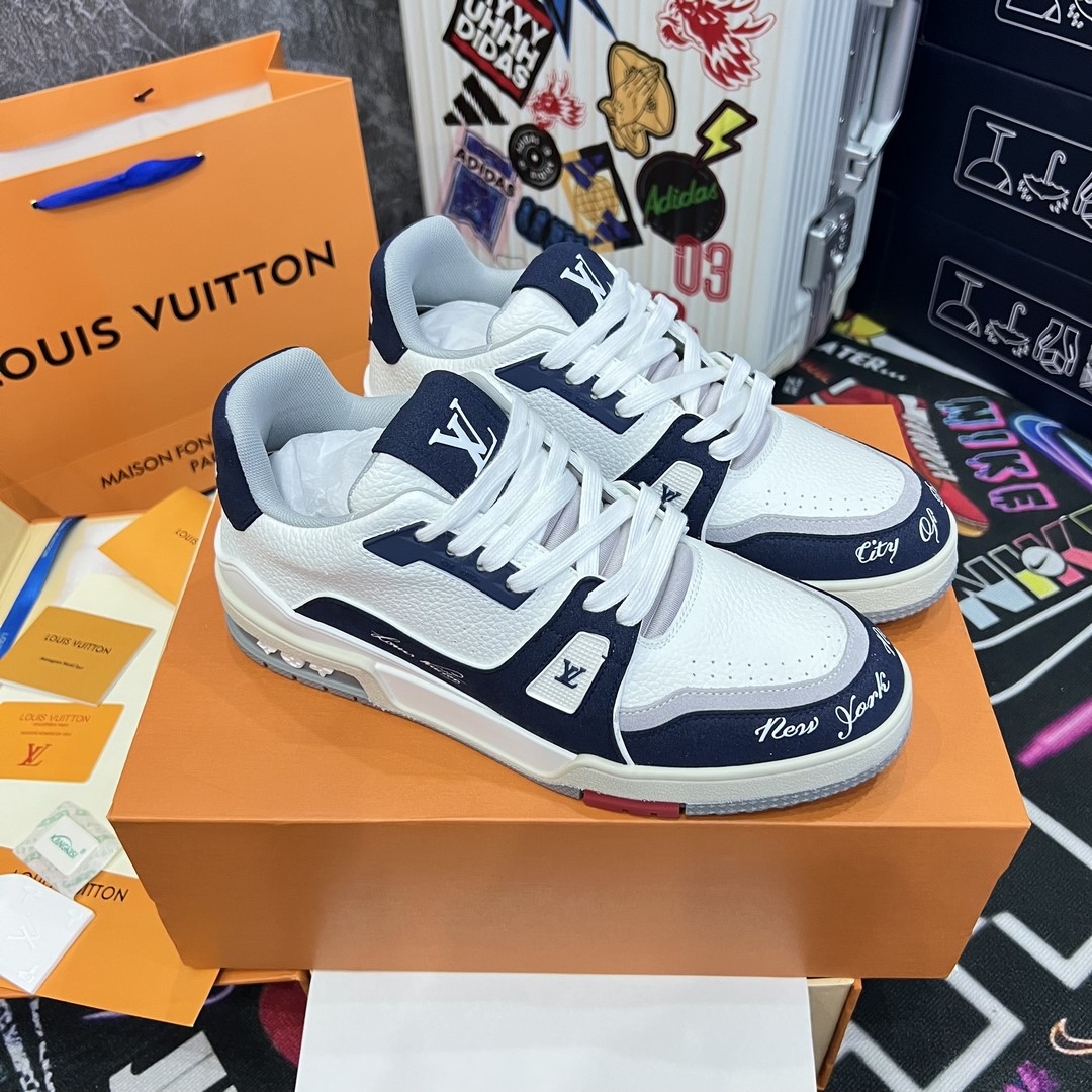 Giày Louis Vuition LV Trainer #54 ‘White Navy’ - Best Quality Giày Louis Vuition LV Trainer #54 ‘White Navy’