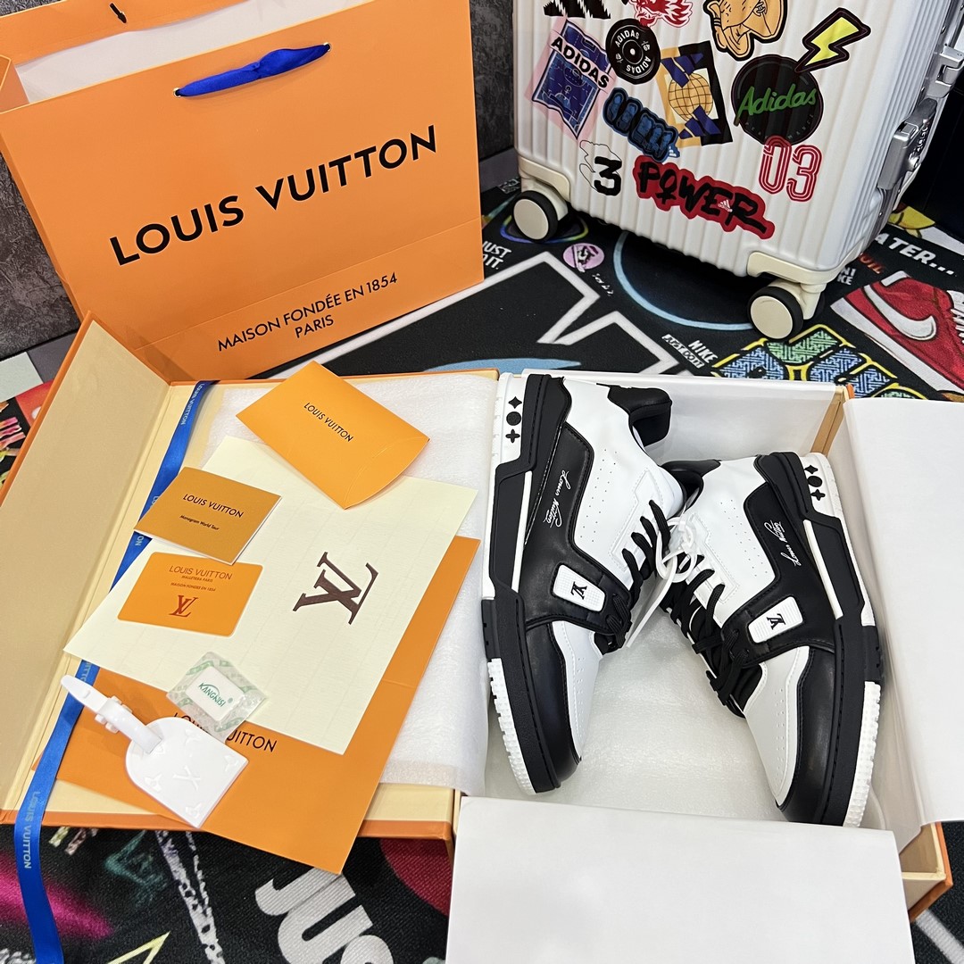 Giày LV Trainer #54 ‘White Black’ - Best Quality Giày Louis Vuition White Black Best Quality