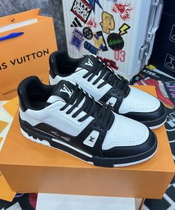 Giày LV Trainer #54 ‘White Black’ - Best Quality LV Trainer #54 Signature 'White Black' - Best Quality