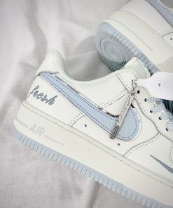 giay nike air force 1 keep fresh beigie blue sliver like authentic 5
