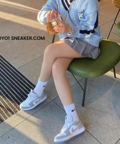 Giày Nike Air Jordan 1 Low White Grey Wolf - Like Auth giay nike air jordan 1 low grey wolf 6