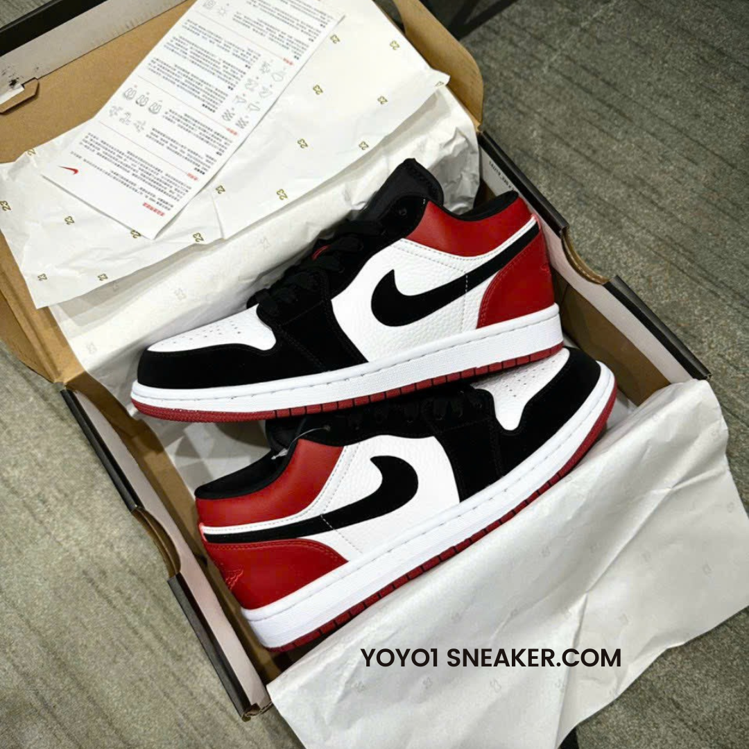 Giày Nike Air Jordan 1 Low Bred Toe - Like Auth Giày Nike Air Jordan 1 Low Bred Toe