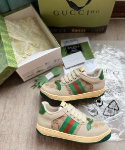 giay gucci sneaker distressed green orange likeauth 3
