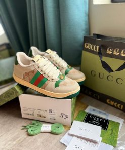 giay gucci sneaker distressed green orange likeauth 4