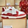 giay louis vuitton trainer 54signature white red like auth 1