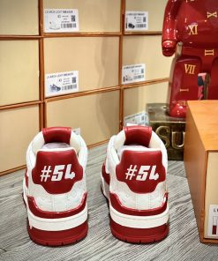 giay louis vuitton trainer 54signature white red like auth 11