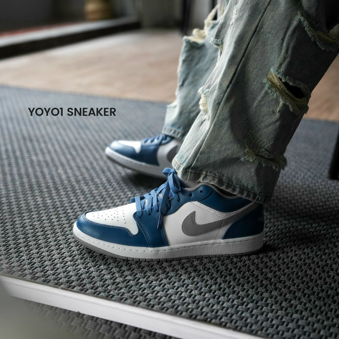 Giày Nike Air Jordan 1 Low True Blue Cement - Like Auth Giày Nike Air Jordan 1 Low True Blue Cement - Like Auth
