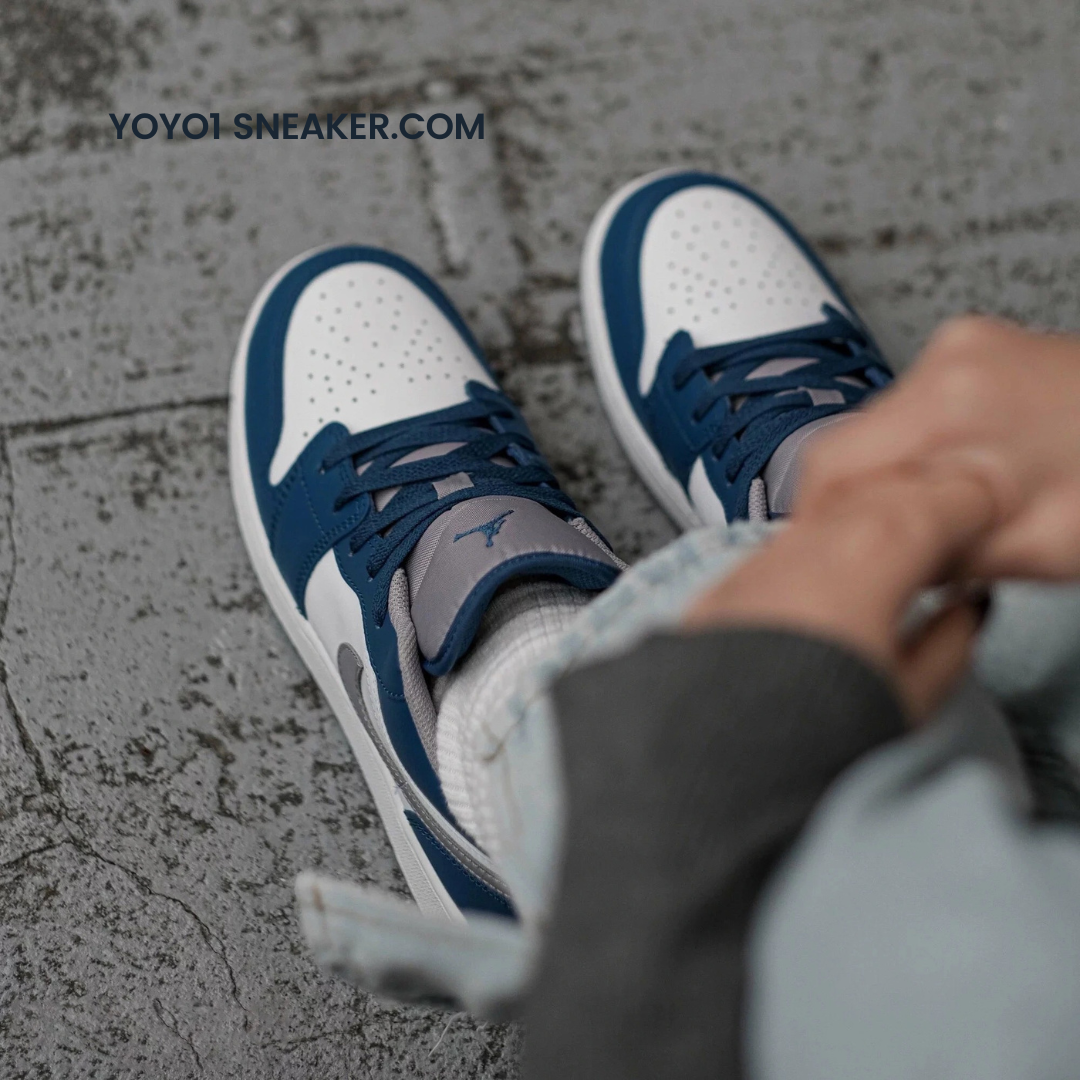 Giày Nike Air Jordan 1 Low True Blue Cement - Like Auth Giày Nike Air Jordan 1 Low True Blue Cement - Like Auth