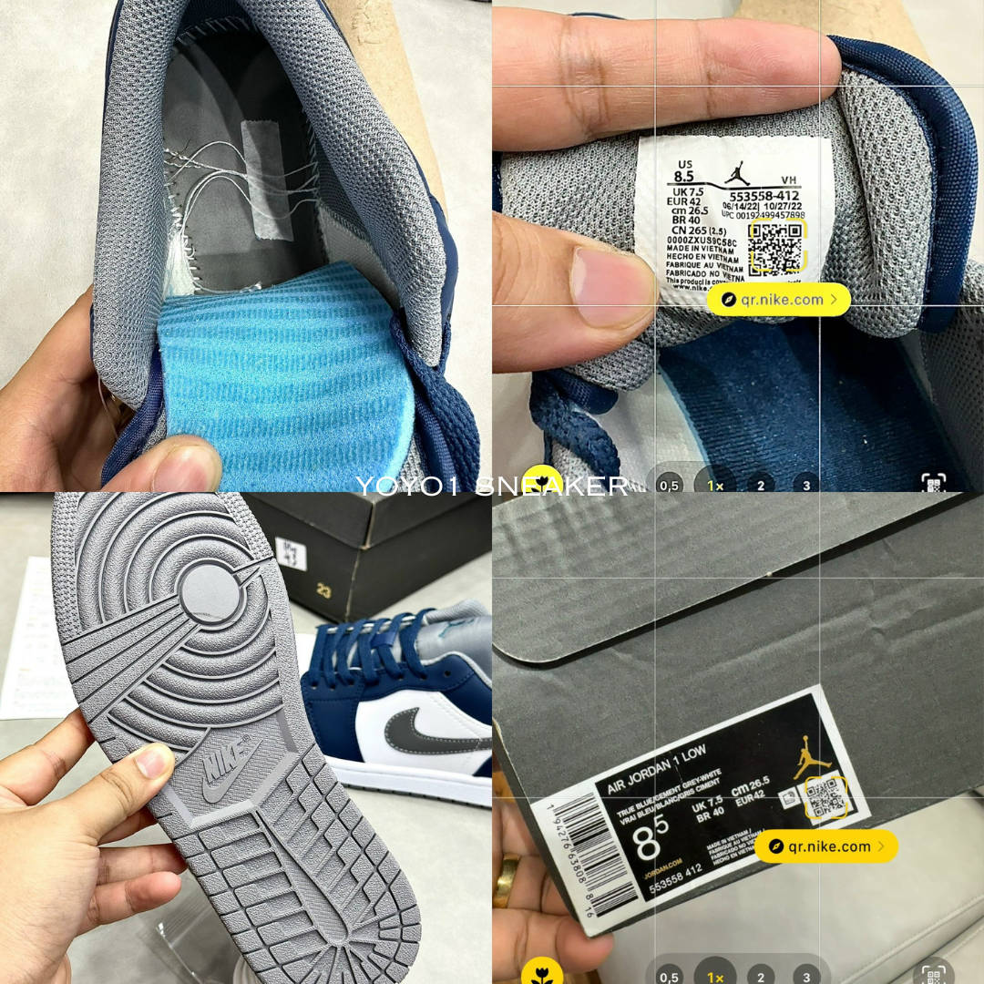 Giày Nike Air Jordan 1 Low True Blue Cement - Like Auth Giày Nike Air Jordan 1 Low True Blue Cement - Like Auth