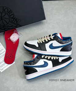 giay sneaker nike jordan 1 blue sashiko like auth 6