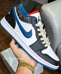 giay sneaker nike jordan 1 blue sashiko like auth 8